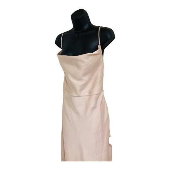 Taylor champagne light pink spaghetti strap cowlneck silk look maxi gown size 16 - Picture 11 of 13